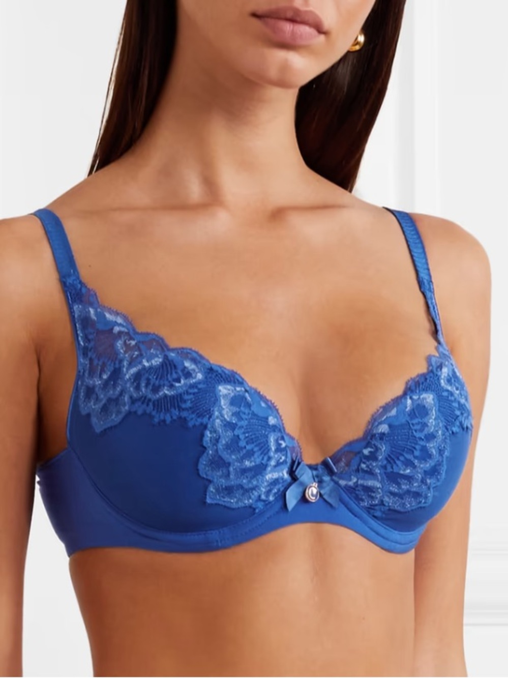 Chantelle Deep Blue Lace Push-Up Bra with Underwire 34A
